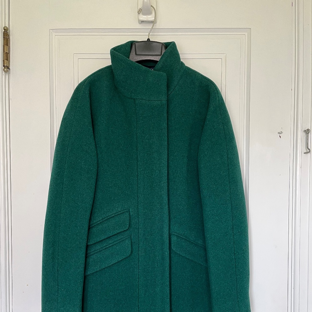 JCrew cocoon coat - emerald green wool - size 0 NWT